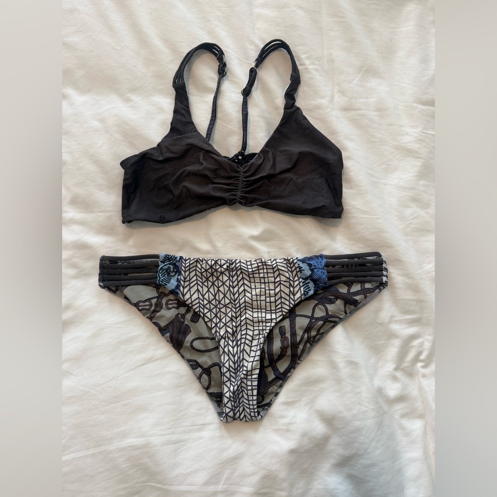 Maaji Black and Blue Patterned Two-Piece Bikini
